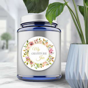 Sommergarten-Blumen-Danke-Schönheitsglas Runder Aufkleber
