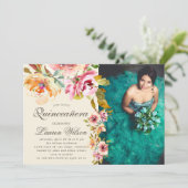Sommergarten Blumen Quinceanera Foto Einladung (Stehend Vorderseite)