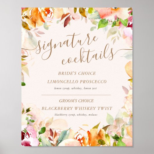 Sommergarten Blumencocktail Signature Poster (Vorne)