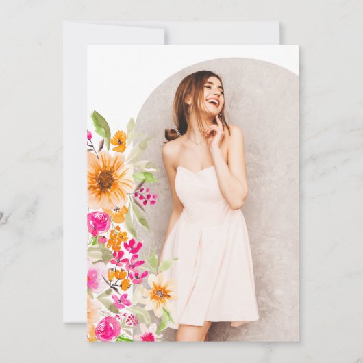 Sommergarten Blumengold Foto Abschluss Dankeskarte (Rückseite)