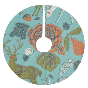 Sommergarten Hirsch Nahtlose Illustration. Polyester Weihnachtsbaumdecke