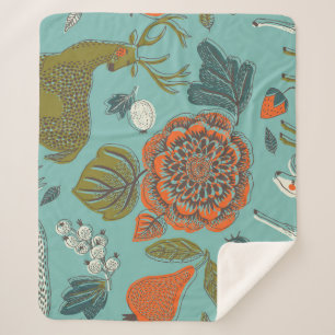 Sommergarten Hirsch Nahtlose Illustration. Sherpadecke