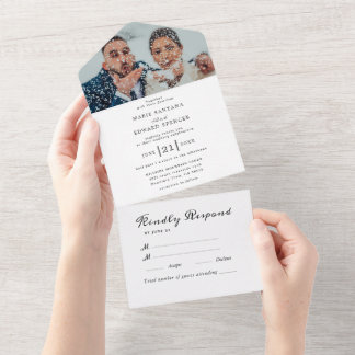 Sommergarten Hochzeit der Wasserfarben All In One Einladung