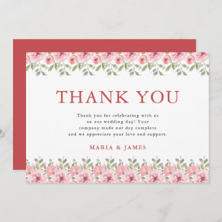 Sommergarten Hochzeit der Wasserfarben Dankeskarte