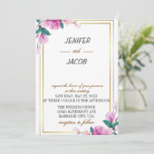 Sommergarten Hochzeit der Wasserfarben Einladung (Stehend Vorderseite)