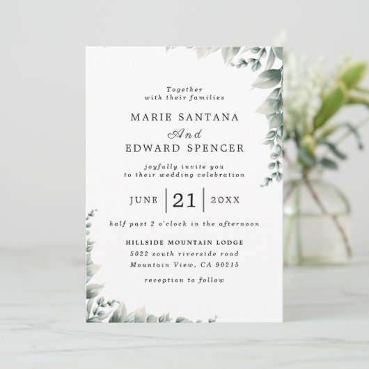 Sommergarten Hochzeit der Wasserfarben Einladung (Stehend Vorderseite)