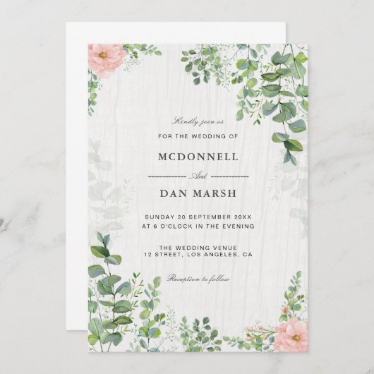 Sommergarten Hochzeit der Wasserfarben Einladung (Vorne/Hinten)