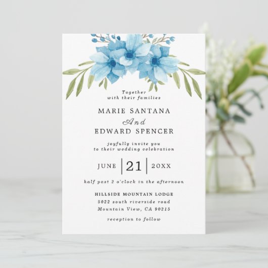 Sommergarten Hochzeit der Wasserfarben Einladung (Stehend Vorderseite)