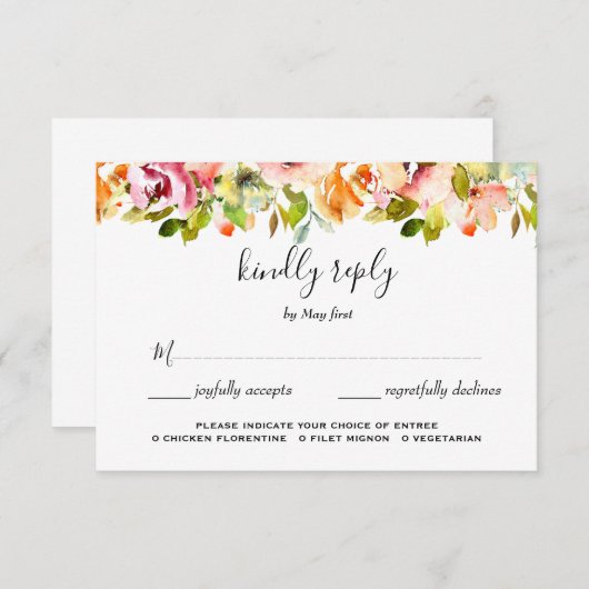 Sommergarten Hochzeit der Wasserfarben RSVP Karte (Vorne/Hinten)