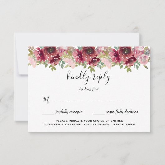 Sommergarten Hochzeit der Wasserfarben RSVP Karte (Vorderseite)