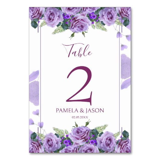 Sommergarten Hochzeit der Wasserfarben Tischnummer (Vorderseite)