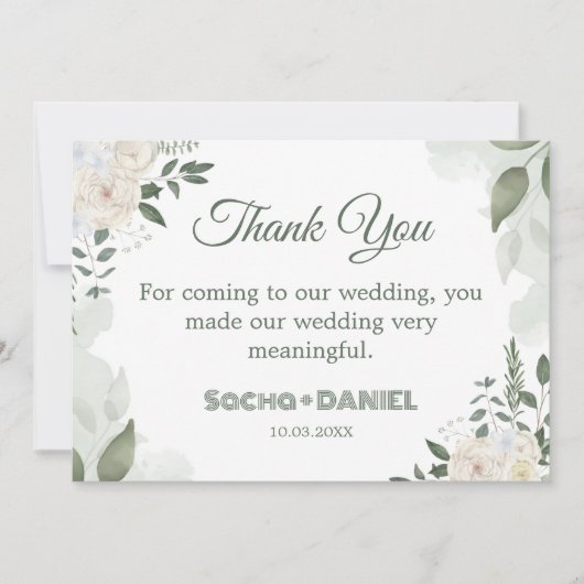 Sommergarten Hochzeit mit Blumen Dankeskarte (Vorderseite)