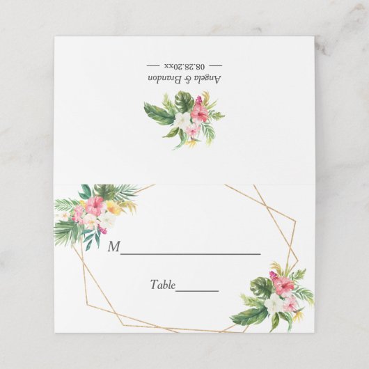 Sommergarten-Hochzeitstil-Escort Platzkarte (Außenseite Aufgefaltet)