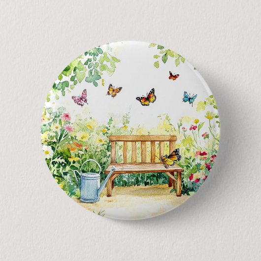 Sommergarten mit Schmetterlingen Button (Vorderseite)