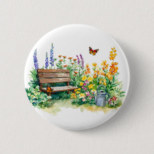 Sommergarten mit Schmetterlingen Button