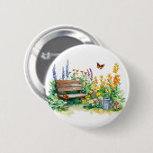 Sommergarten mit Schmetterlingen Button (Vorne & Hinten)