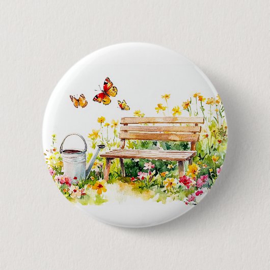Sommergarten mit Schmetterlingen Button (Vorderseite)