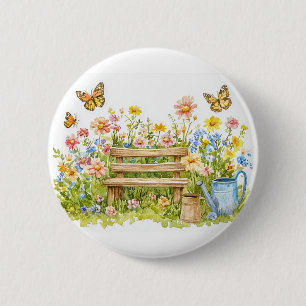 Sommergarten mit Schmetterlingen Button
