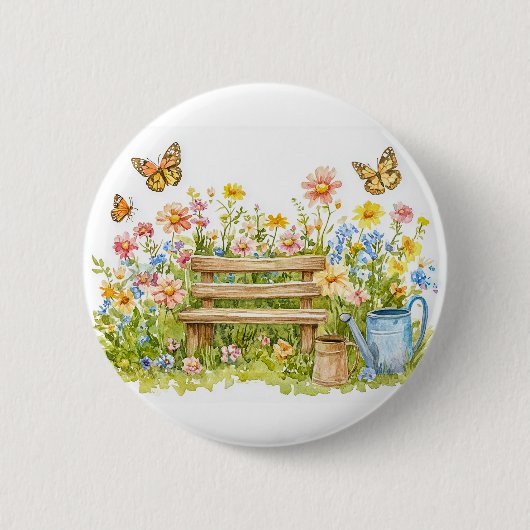 Sommergarten mit Schmetterlingen Button (Vorderseite)