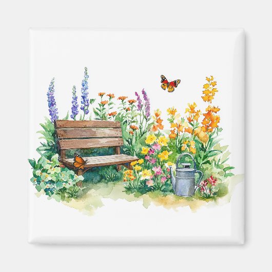 Sommergarten mit Schmetterlingen Magnet (Vorne)