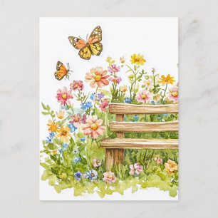 Sommergarten mit Schmetterlingen Postkarte