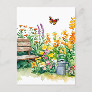 Sommergarten mit Schmetterlingen Postkarte