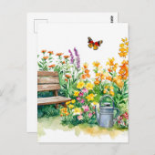 Sommergarten mit Schmetterlingen Postkarte (Vorne/Hinten)