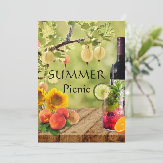 Sommergarten oder Park Picnic-Party Einladung (Stehend Vorderseite)