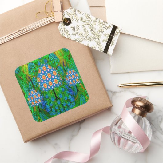 Sommergarten Quadratischer Aufkleber (Schenken)