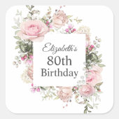 Sommergarten Rose Blumen Geburtstag mit Alter Quadratischer Aufkleber (Vorderseite)