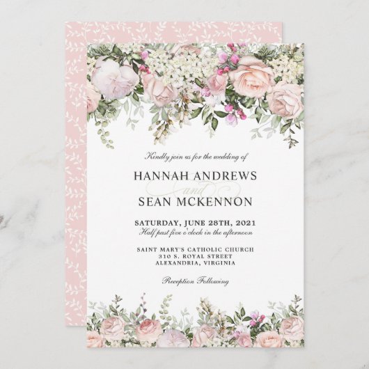 Sommergarten Rose Blumenzwiese Einladung (Vorne/Hinten)