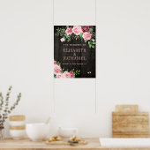 Sommergarten Rose Hochzeitsstall Holz Begrüßungsze Poster (Küche)