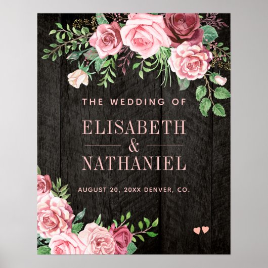 Sommergarten Rose Hochzeitsstall Holz Begrüßungsze Poster (Vorne)