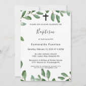 Sommergärten Tropische Eukalyptus Cross Taufe Einladung (Vorderseite)