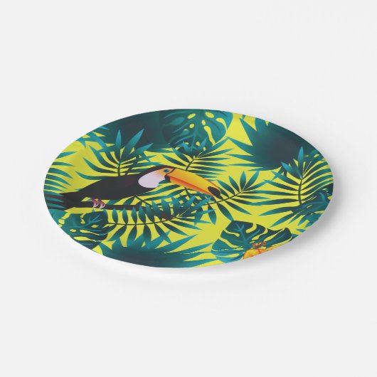 Sommergärten Tropischer Toucan Jungle Foliage Pappteller (Schrägansicht)