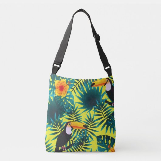 Sommergärten Tropischer Toucan Jungle Foliage Tragetaschen Mit Langen Trägern (Vorderseite)