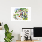 Sommergarten Wasserfarbe Frühjahr Poster (Heimbüro)