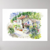 Sommergarten Wasserfarbe Frühjahr Poster (Vorne)