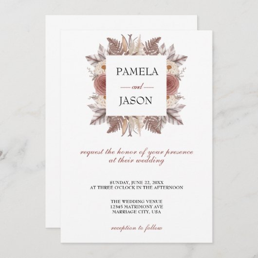 Sommergarten Wasserfarbener Flora Hochzeit Einladung (Vorne/Hinten)