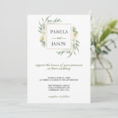 Sommergarten Wasserfarbener Flora Hochzeit Einladung (Stehend Vorderseite)