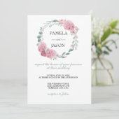 Sommergarten Wasserfarbener Flora Hochzeit Einladung (Stehend Vorderseite)