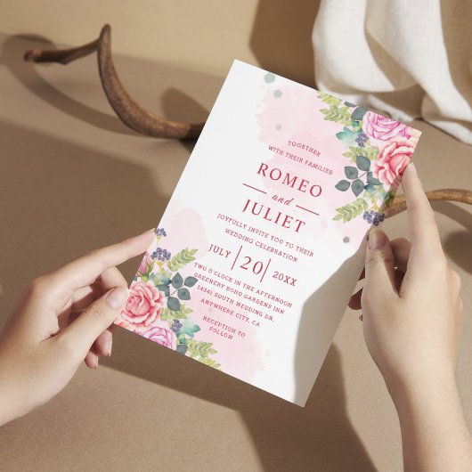 Sommergarten Wasserfarbenflora Einladung zur Hochz