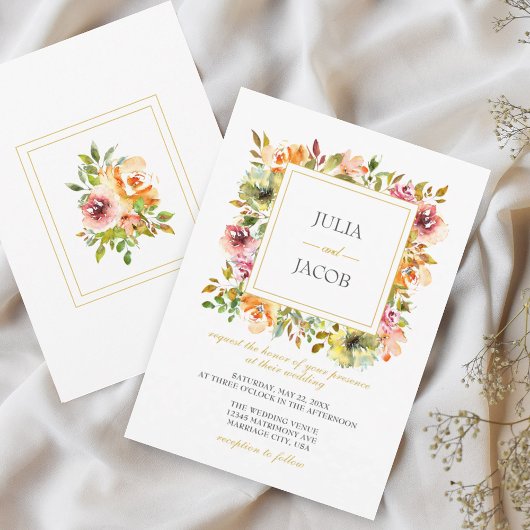 Sommergarten Wasserfarbenflora Hochzeit Einladung