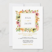 Sommergarten Wasserfarbenflora Hochzeit Einladung (Vorderseite)