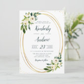 Sommergarten weiße Blumen Einladung Hochzeit (Stehend Vorderseite)