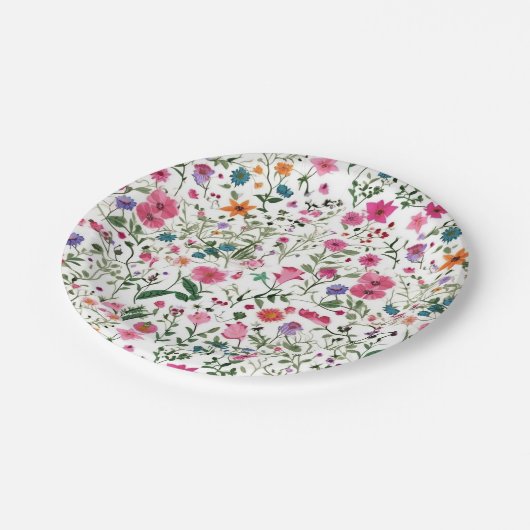 Sommergarten Wildblume Pappteller (Schrägansicht)