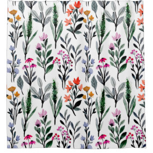 Sommergarten Wildblumen Weißes Grün Duschvorhang