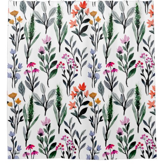Sommergarten Wildblumen Weißes Grün Duschvorhang (Vorderseite)