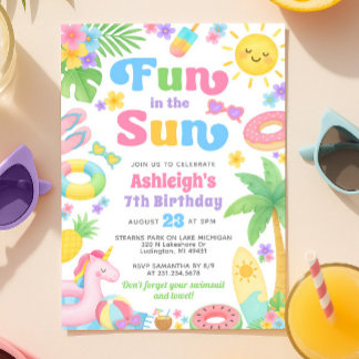 Sommergeburt Einladung - Spaß in der Sonne