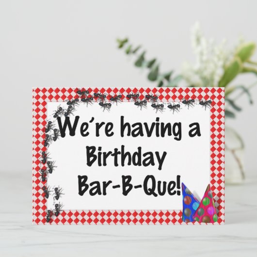 Sommergeburt GRILLEN Einladung (Stehend Vorderseite)